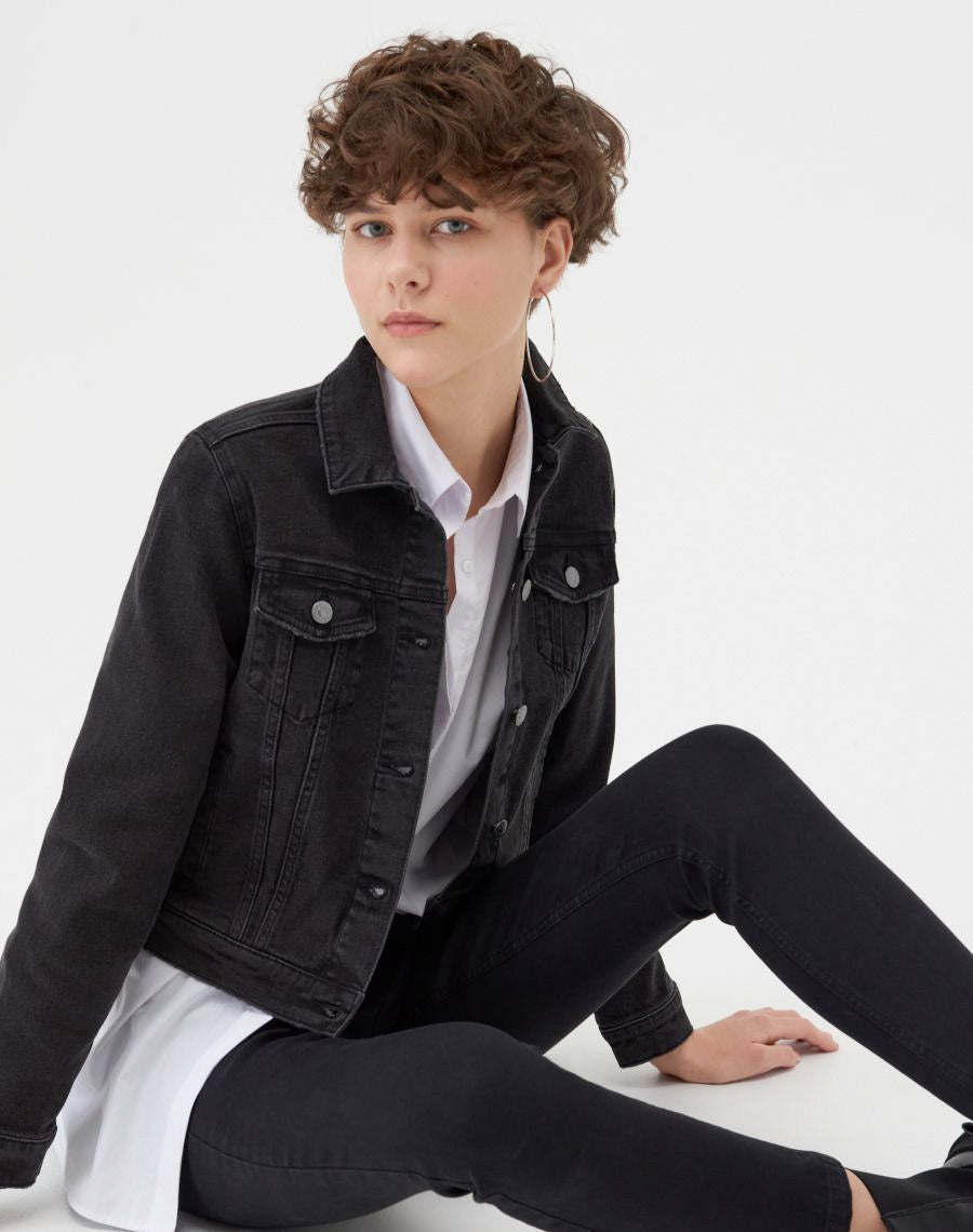 Eco Aware denim jacket with fur detailing